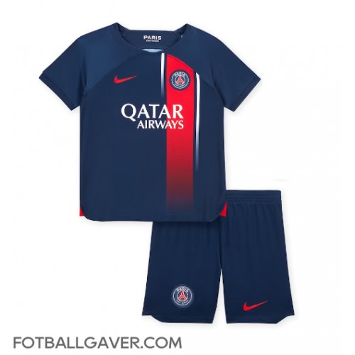 Paris Saint-Germain Fotballklær Hjemmedraktsett Barn 2023-24 Kortermet (+ korte bukser)